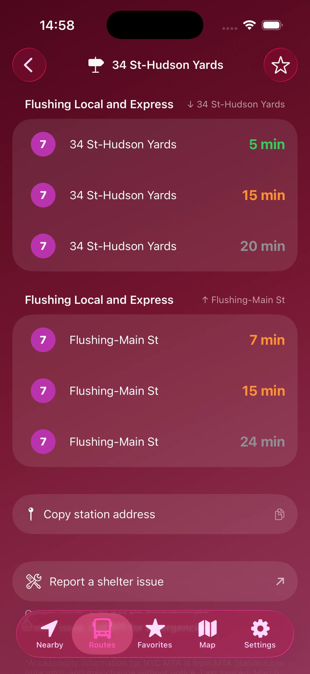 Arelo arrivals screen showing weather alerts